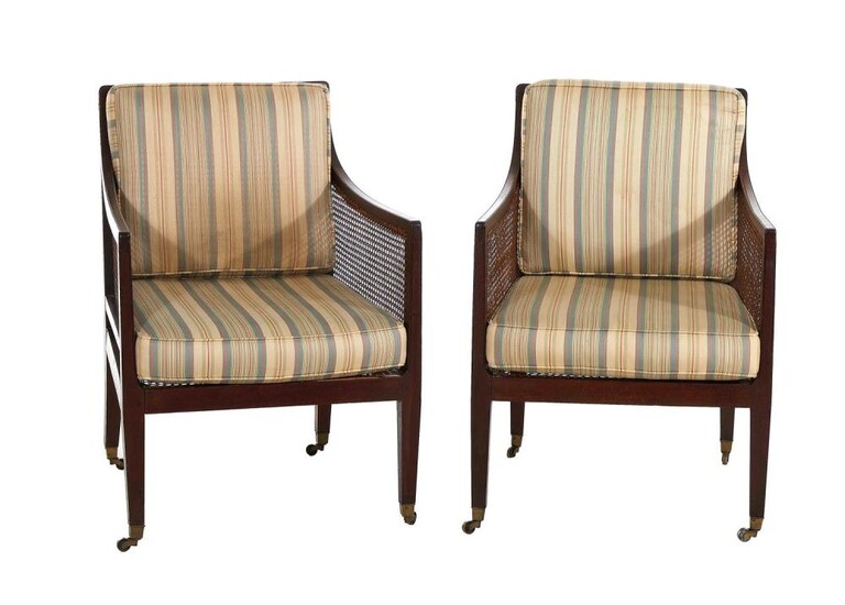 *Pair Regency mahogany and cane-work armchairs (2pcs)
