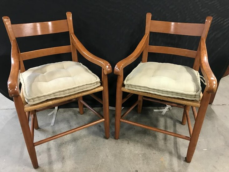 Pair Vintage Wooden Armchairs