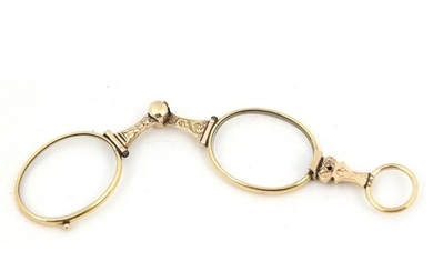 Pair of 19th century gold coloured metal folding spectacles,...