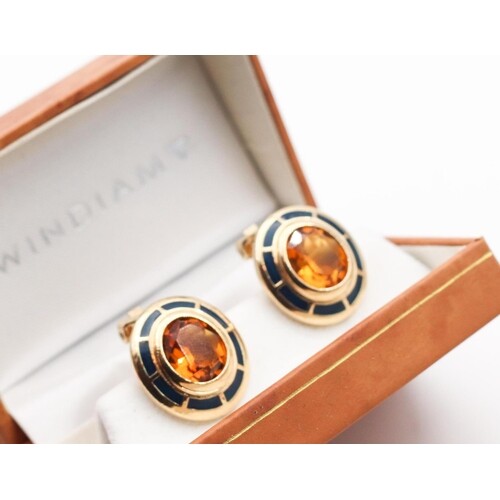 Pair of Enamel Decorated Clip On Earrings by Burberry