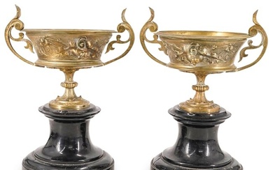 Pair of French Bronzes Open Urns