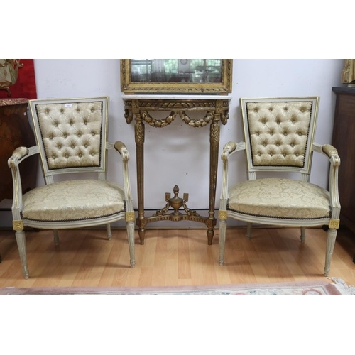 Pair of French directoire revival Fauteuils armchairs, with ...