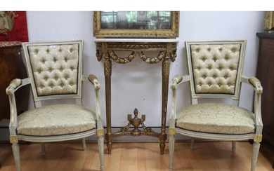 Pair of French directoire revival Fauteuils armchairs, with ...