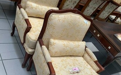 Pair of Upholstered Armchairs, Mahogany Valet