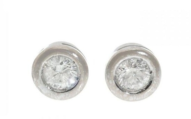Pair of earrings in 18kts. white gold with diamonds, brilliant cut, H / I color, SI/1-SI/2 purity