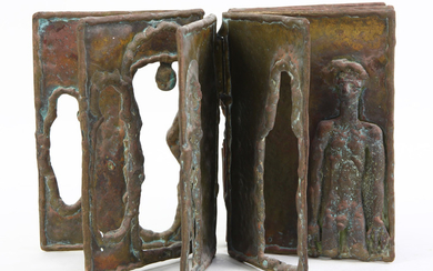 Pal Kepenyes patinated metal eight panel sculpture