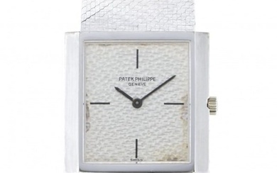 Patek Philippe PATEK PHILIPPE square 3571-1 silver dial watch ladies