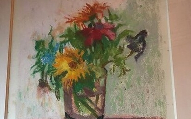 Paul COLLOMB (1921-2010) Vase de fleurs Pastel... - Lot 47 - Baron Ribeyre & Associés