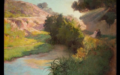 Paul Lecuit Monroy(1858-?) - Amanti nel paesaggio