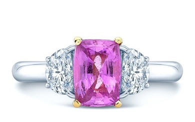 Pink Sapphire And Diamond Ring In Platinum And 18k Yellow Gold