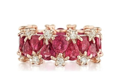 Pink Sapphire Ruby and Diamond Eternity Band