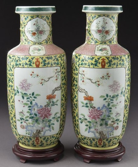 Pr. Chinese Qing famille rose porcelain vases