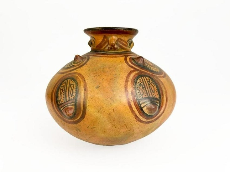 Pre Columbian Polychrome Pottery Vessel