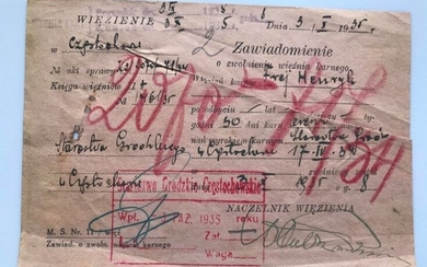 Prison Release Document from Czesochowa 1935