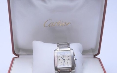 R57 _ Cartier, men's stainless steel wristwatch, French...