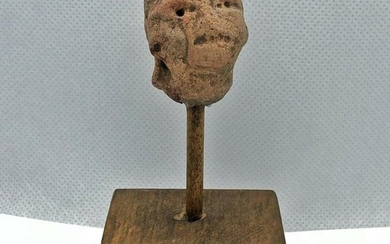 RARE! 300-800 AD Pre Columbian Face Clay Pottery Head