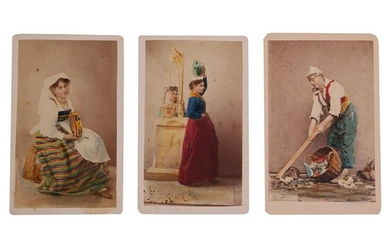 RARE ANTIQUE ITALIAN PAINTED CABINET PHOTO CARDS