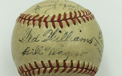 RARE Ted Williams World War 2 WW2 Team Signed Game Used Baseball PSA DNA COA