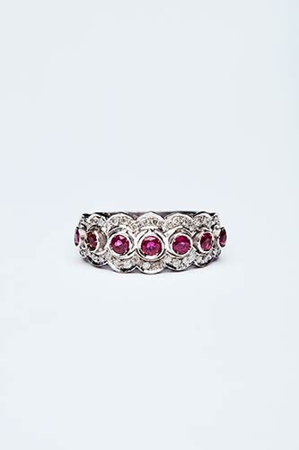 RING WITH RUBIES AND DIAMONDS Handcrafted ring made in Italy...