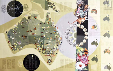ROBINSON MAX Australia Autralie très belle carte avec tous les cultures, populations, & Hommes Politiques