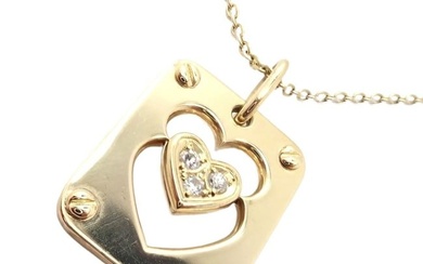 Rare! Christian Dior 18k Yellow Gold Diamond Ace Of Hearts Card Pendant Necklace