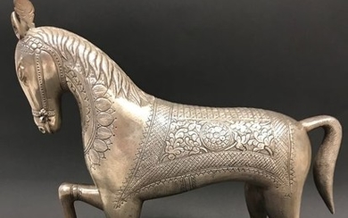 Rare Finest 19th Century DecoratedHandworkSilver Horse Statue - Silver - 19th or early 20th century