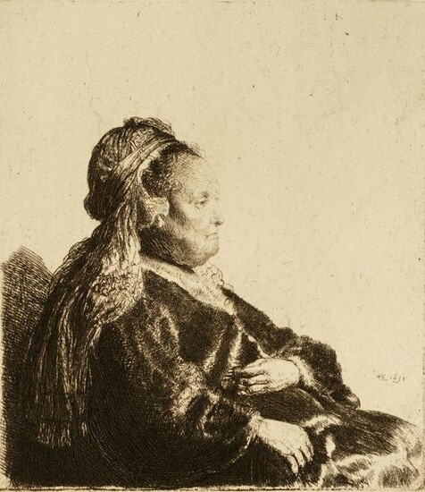 Rembrandt Artists Mother Seated Etching