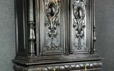 Renaissance style living room cabinet in blackened solid wood - Wood - Second half 19th century