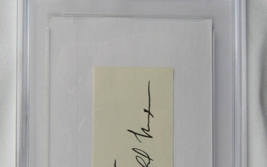 Richard Nixon Signed Cut on 3x5 Index Card Inscribed "From" (PSA)