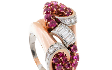 Ring with rubies and diamonds