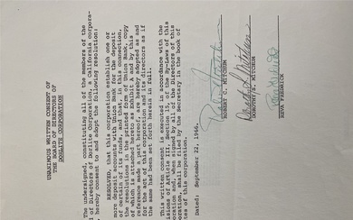 Robert Mitchum signed Dorlite Corporation Document