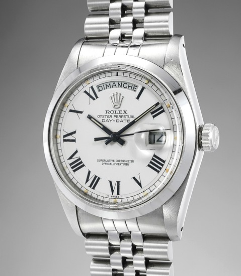 Rolex, An exceedingly rare and important stainless-steel prototype automatic calendar wristwatch with center seconds and bracelet