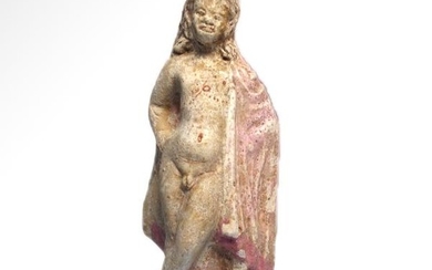Roman Terracotta Bichrome Figure of a Youth, c. 1st