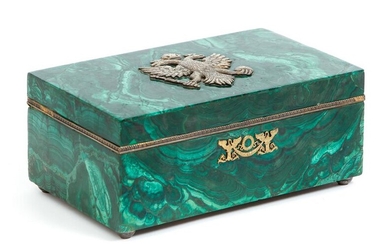 Russian Malachite Cigar Box Faberge Tolstoy