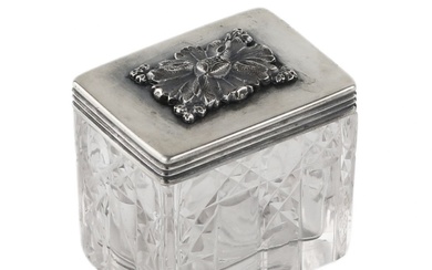 Russian crystal box with a silver lid. St. Petersburg. 1837.