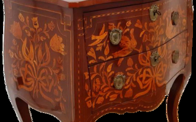 SMALL DUTCH DRESSER IN RICHLY INLAY MAHOGANY WITH FLORAL MOTIF