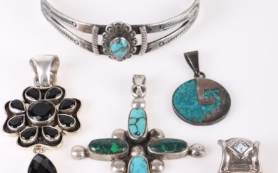 SOUTHWEST STYLE STERLING TURQUOISE ONYX JEWELRY