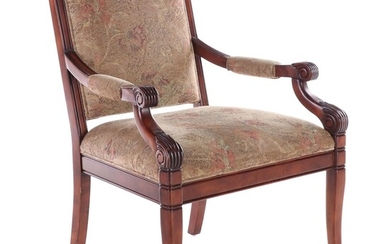 Sam Moore Furniture Neoclassical Style Hardwood and Custom-Upholstered Fauteuil