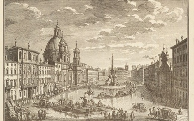 Sammlung von 5 Radierungen bzw. Kupferstichen mit Ansichten Roms. Ca. 1750-1800. Je Radierung o.