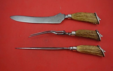 Saxon Stag by Gorham Sterling Silver Antler 3-pc Carving Set 3D Applied Figural