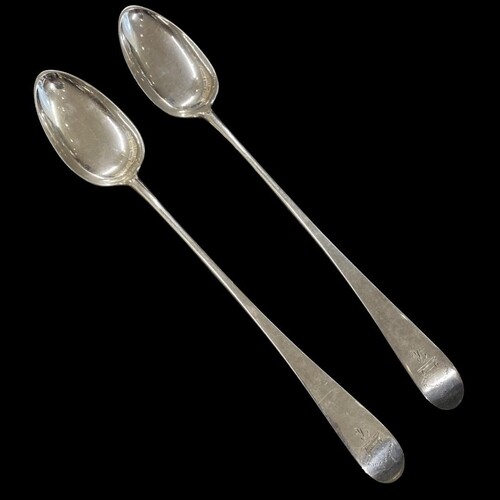 Scottish Silver.Pair George III Basting Spoons.226 g.Edinbur...