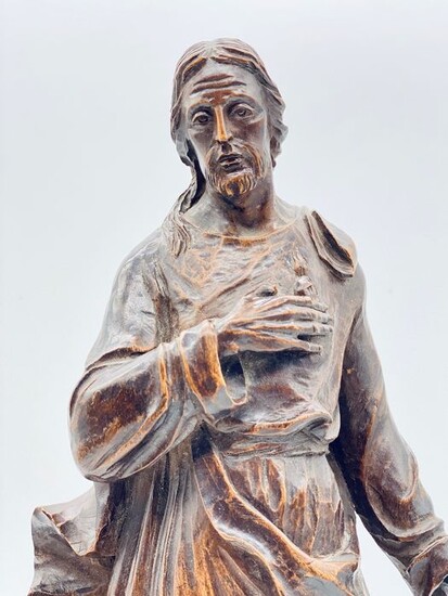 Sculpture, Christ on the Orb - 45 cm - Baroque style - Chestnut wood - Second half 19th century