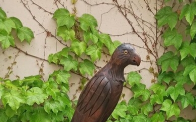 Sculpture, "Perch with parrot" - 120 cm - Wood - Second half 20th century