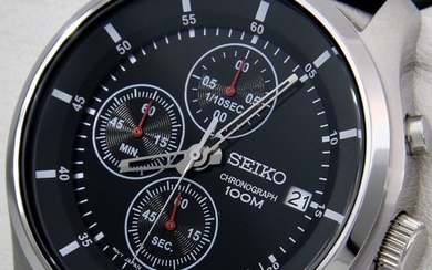 Seiko - Chronograph "Sport Dial" 100M Leather - - "NO RESERVE PRICE" - - Men - 2011-present