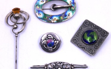 Selection of Arts & Crafts and Art Nouveau Sterling Silver...