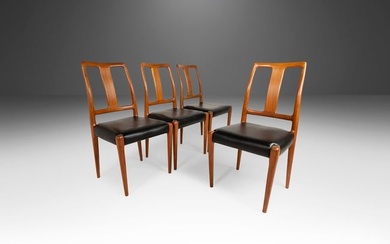 Set of Four (4) Teak Dining Chair by D-SCAN Newly Upholstered in Black Vinyl c. 1970s