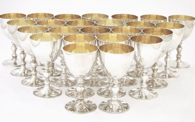 Set of Twenty-Four English Sterling Silver Goblets