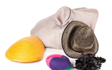 Set of Vintage hats: Lanvin Haute Couture (Uranus madel), Paulette (silk), Givenchy (straw, around 1986)...