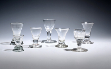 Seven dram or firing glasses 18th and 19th centuries