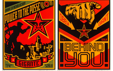 Shepard Fairey (1970), Revolution and Behind You (two works) (1999)
